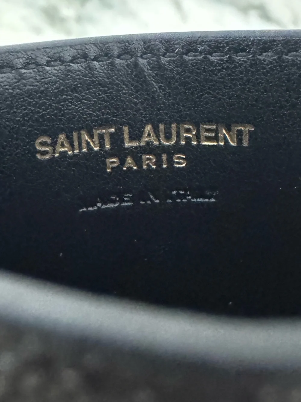 Saint Laurent Black Leather Card Holder with Gold YSL Emblem